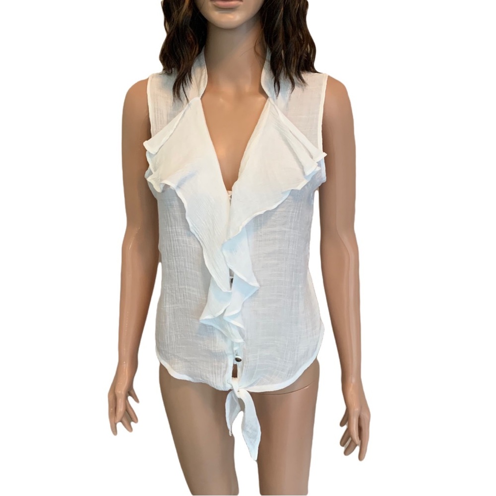 Soulmates White Lace Back Sleeveless Blouse